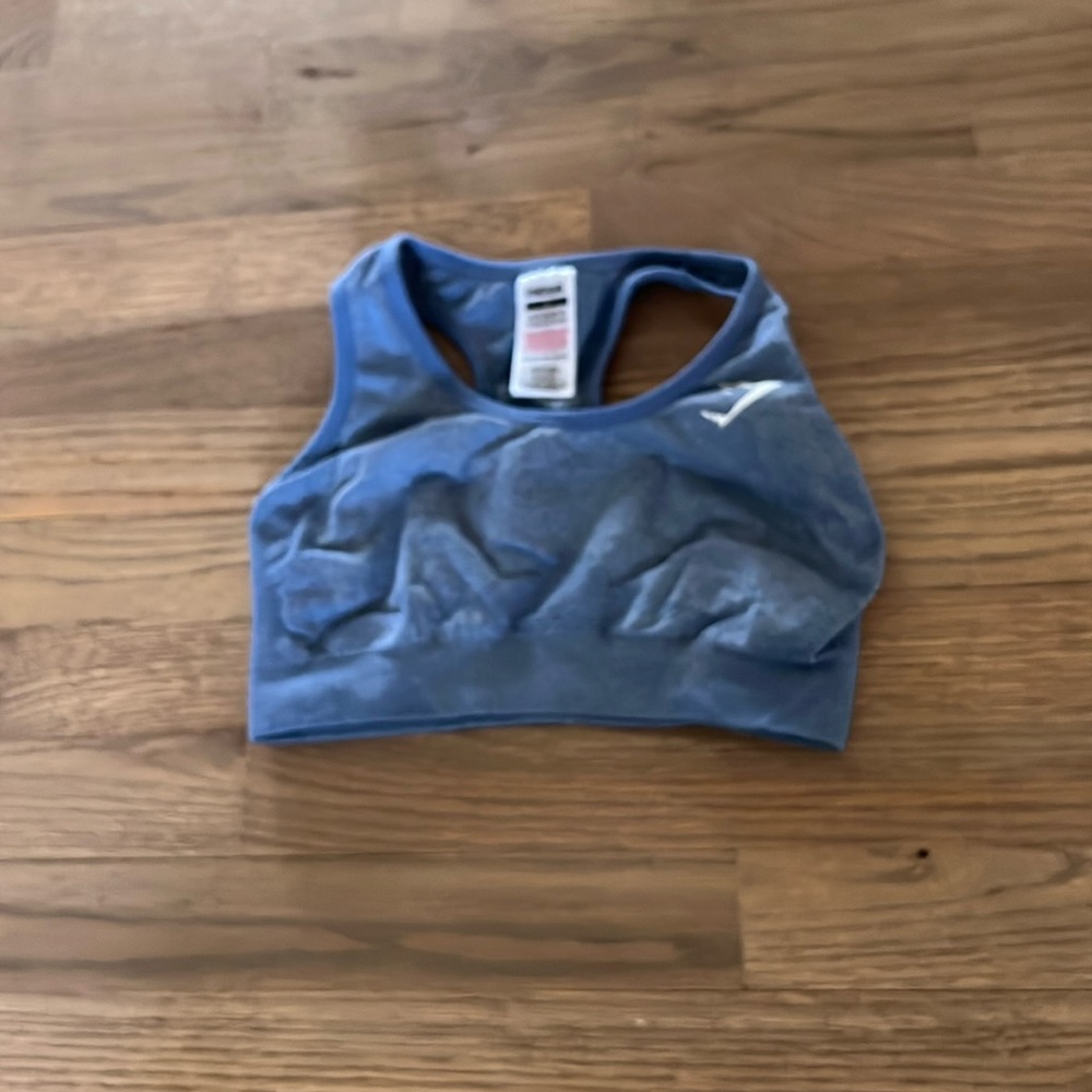 Blue gym, shark sports bra, size: small